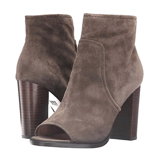 Frye Suede Heeled Peep-toe Boot 7.5, EUC - Picture 1 of 5